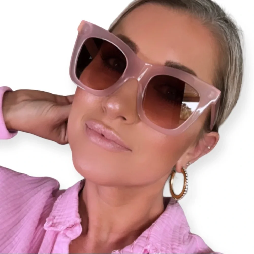 DIFF Kaia Sunglasses Rose Tea Pink Frame Taupe Rose Gradient Lenses NWT